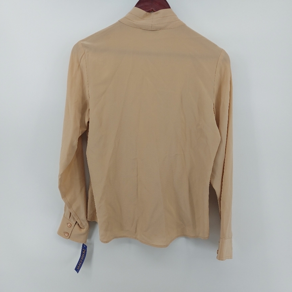 Pendleton Silk Tan Blouse Size 10 Neutal Classic - Picture 2 of 7